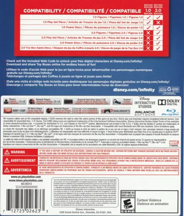 Disney Infinity 2.0 (USA) (v1.05) (Disc) (Update) box cover back